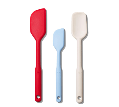OXO Good Grips silicone spatula set, heat-resistant to 600°F, food-grade silicone with stainless steel handles