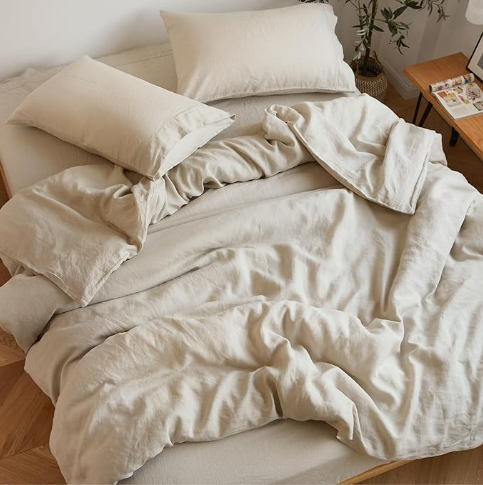 SIJO LuxeWeave linen sheet set, GOTS certified French flax, stonewashed, breathable temperature regulating