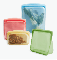 Stasher 4-pack clear reusable platinum silicone food storage bags with Pinch-Loc seal