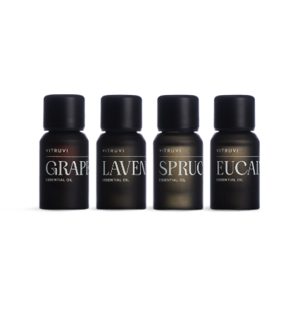 Vitruvi Essentials Kit, lavender eucalyptus grapefruit spruce, 100% pure no synthetic fragrance